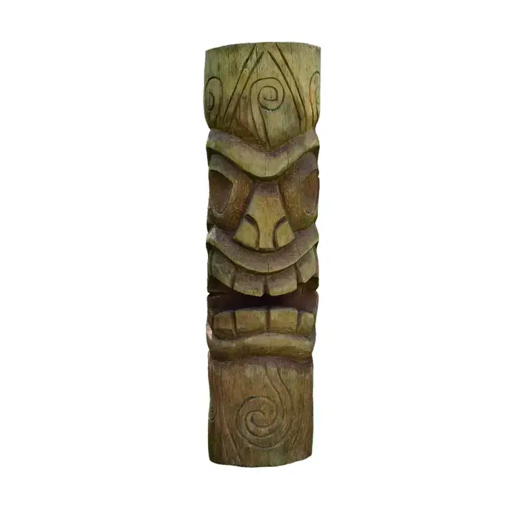 Sculpture en bois de cocotier Tête de Tiki mauri – 100 cm Prix Cassé