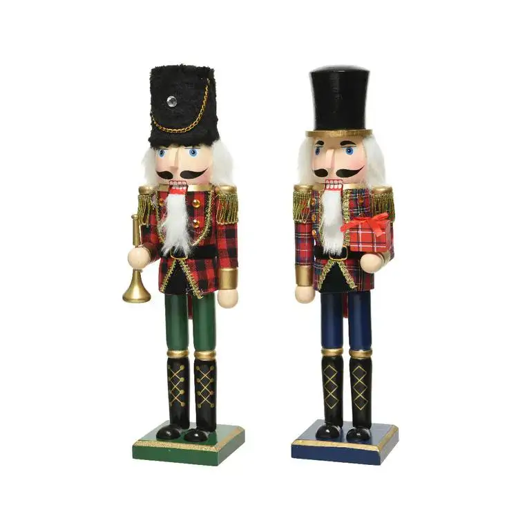 Jusqu&rsquo;à Épuisement Des Stocks Casse-noisette en bois à habit tartan écossais – 12,5 x 11,5 x 76 cm