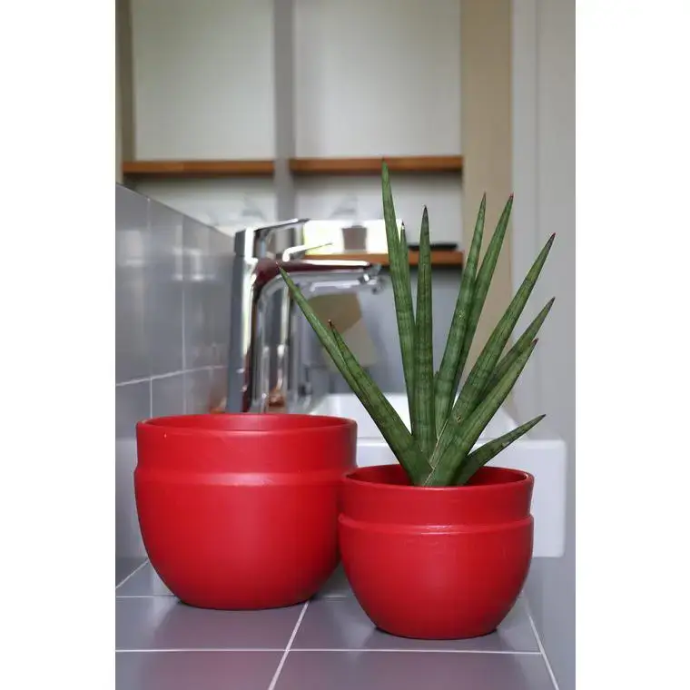 Promotion Pot coloris rouge en terre émaillée Austral – Ø 16 cm