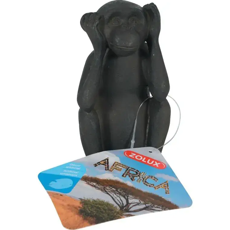 Décoration pour aquarium en résine coloris noir Zolux singe de la sagesse « n&rsquo;entends pas pas » – 10,3 cm Nouveauté