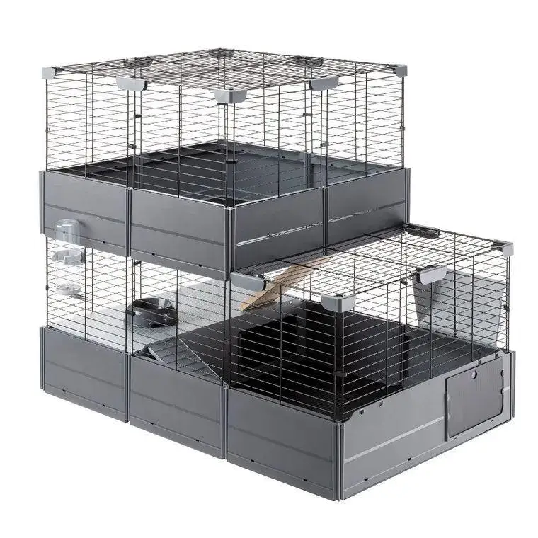 Cage habitat modulable Multipla double Ferplast – 107,5 x 72 x 96,5 cm Offre Du Jour