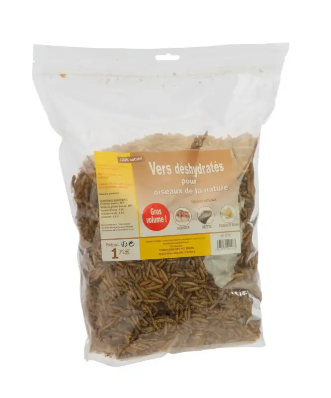 Sac de vers déshydratés pour oiseaux de la nature Compagnie des Pet Foods – 1 Kg Commander Vite