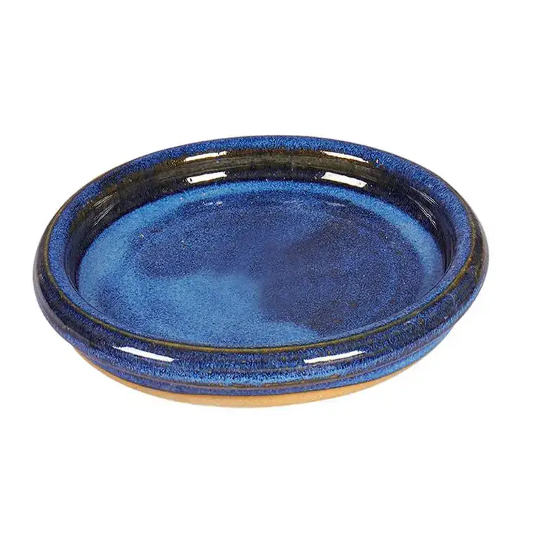 Meilleur Prix Soucoupe à bord en grès émaillé coloris aquableu Ø 24 x 2,7 cm