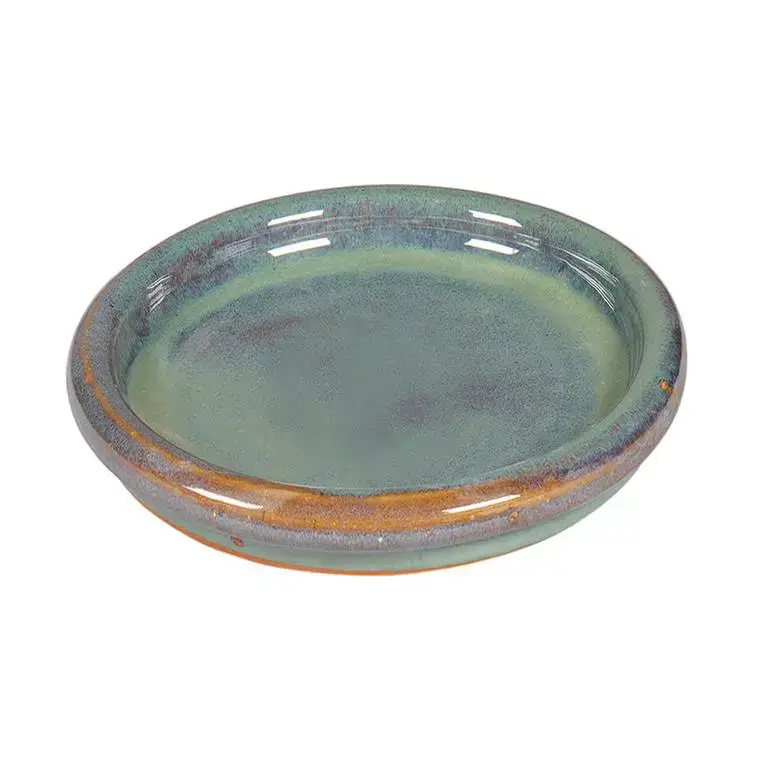 Soucoupe ronde en grès émaillé coloris jadevert Ø 31 x 4,2 cm Commande En Gros