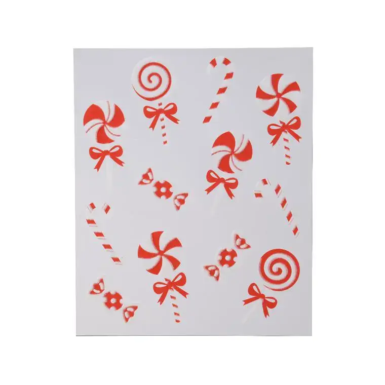 Certifié Vitrophanie sucreries de Noël – blanc et rouge – H 34,5 cm