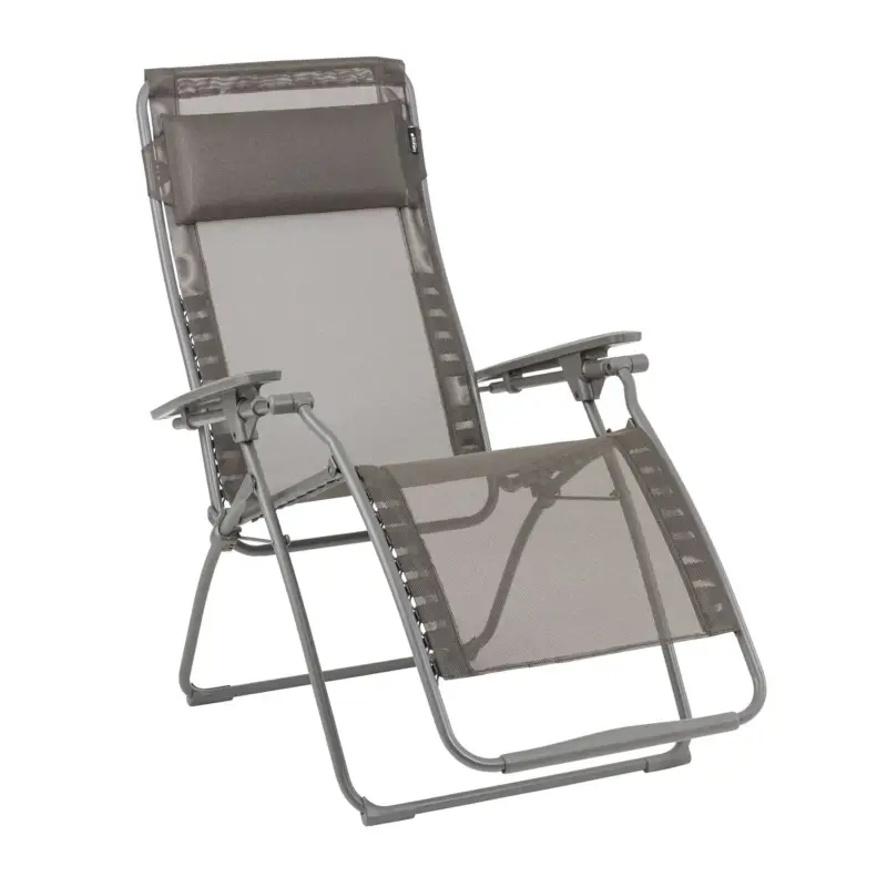 Achat Immédiat Fauteuil relax en tube acier titane et toile Batyline Graphite Lafuma Futura – 71 x 83 x 113 cm