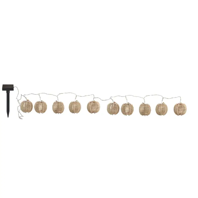 Promotion Guirlande solaire à lampions en bois Watt&Home Lindy – 300 cm