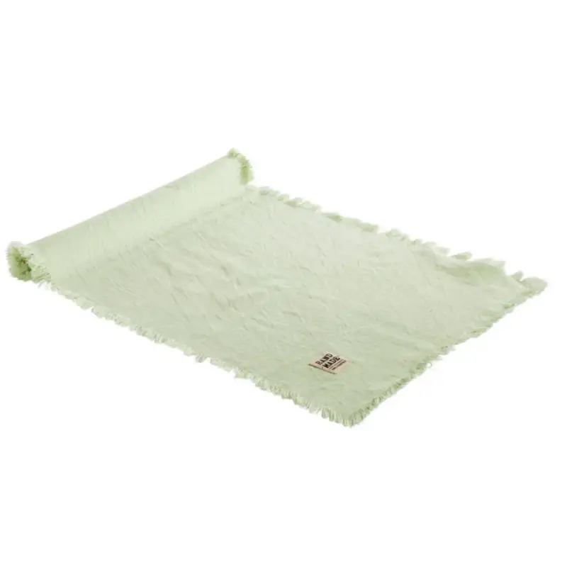 Usine Directe Chemin de table Lenea coloris vert en coton – 140 x 40 cm