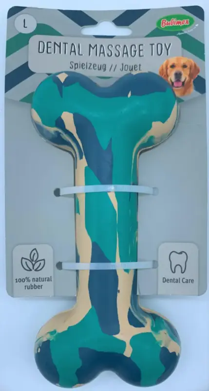 Dernière Chance Os pour chien en caoutchouc naturel coloris bleu Bubimex Bonie – Taille L