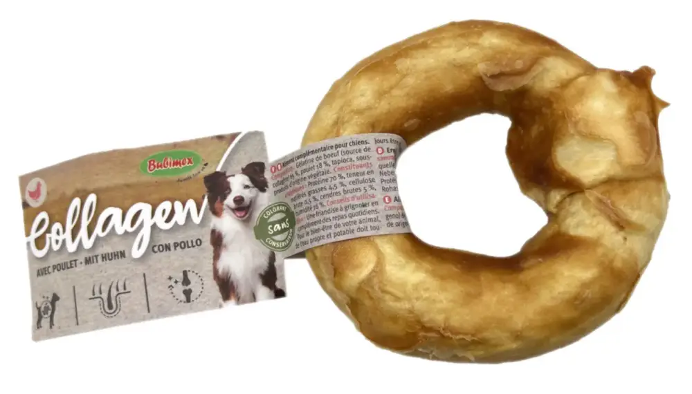 Prix Bas Friandise à mâcher pour chien en vrac donut de collagène au poulet Bubimex – Ø 8 cm – Prix à la pièce