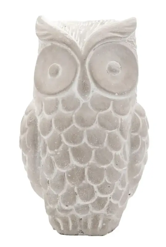 Satisfait Ou Remboursé Figurine hibou coloris gris en ciment – 11 x 9 x 18 cm