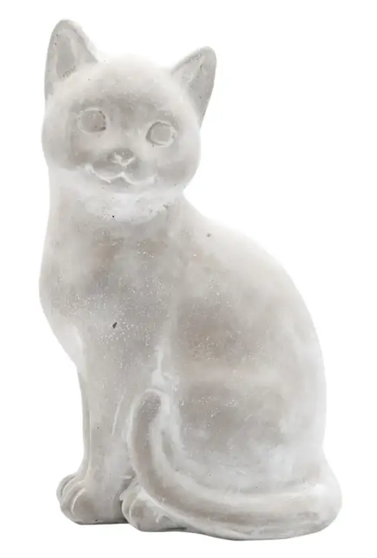 Figurine chat coloris gris en ciment – 15 x 12,5 x 24,5 cm Promotion