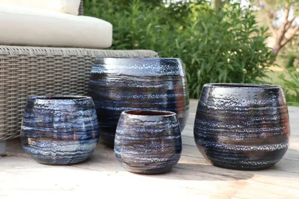 Expédié Aujourd&rsquo;hui Pot en terre émaillée bleu Nuit étoilée Les Poteries d&rsquo;Albi Cancale – Ø 25 x H 27 cm