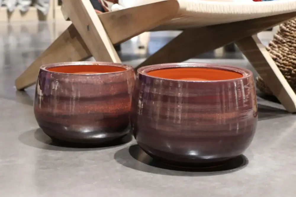 Prix Promo Pot en terre cuite émaillée marron Châtaigne Les Poteries d’Albi Le Liseré – Ø 20 x H 17 cm
