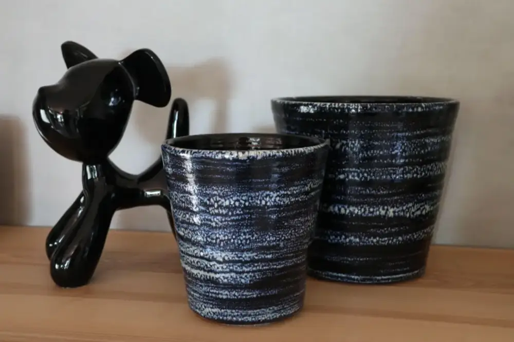 Pot en terre cuite émaillée bleu Nuit étoilée Les Poteries d’Albi Odyssée – Ø 18 x H 18 cm Bon Marché