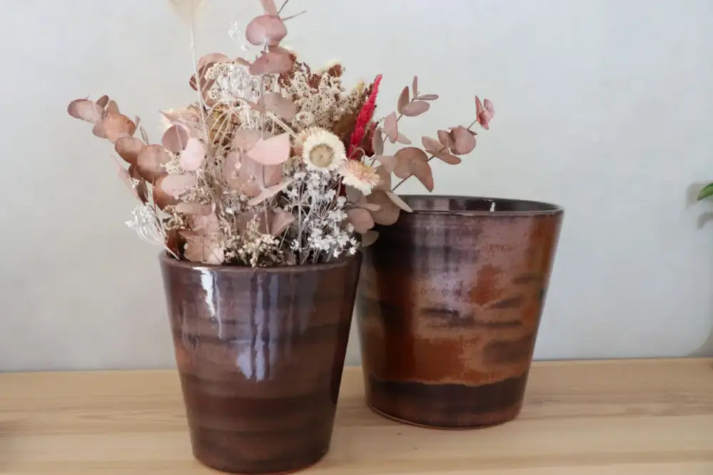 Pot en terre cuite émaillée marron Châtaigne Les Poteries d’Albi Odyssée – Ø 23 x H 21 cm Offre Limitée