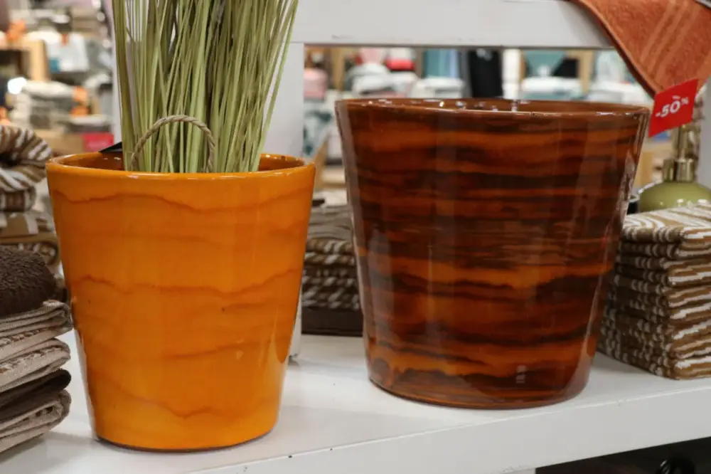Pot en terre cuite émaillée orange Savane Les Poteries d’Albi Odyssée – Ø 23 x H 21 cm Vente Flash