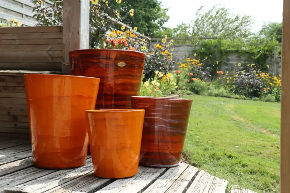 Populaire Pot en terre cuite émaillée orange Savane Les Poteries d’Albi Sydney – Ø 33 x H 35 cm