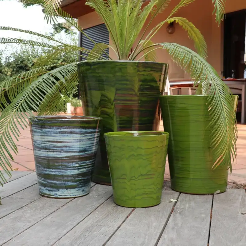 Prix Cassé Pot en terre cuite émaillée vert Forêt Les Poteries d’Albi Sydney – Ø 37 x H 44 cm
