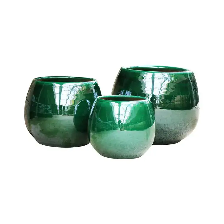 Prix Bas Pot en terre émaillée vert Jade Les Poteries d’Albi Cancale – Ø 14 x H 14 cm