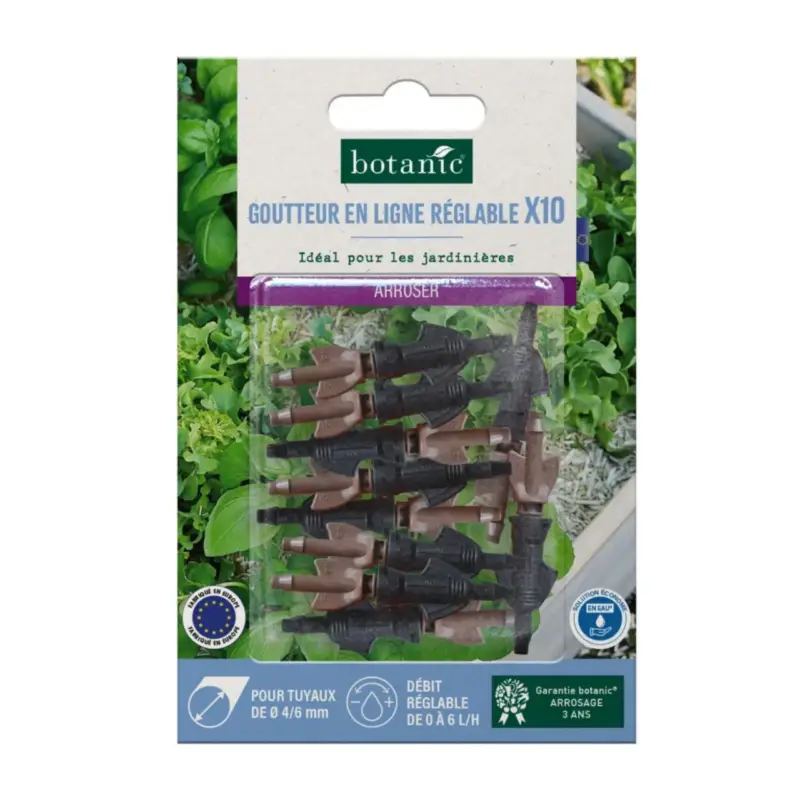 Top Vente 10 goutteurs en ligne réglables pour tuyau Ø 4/6 mm botanic® – Arrosage goutte à goutte