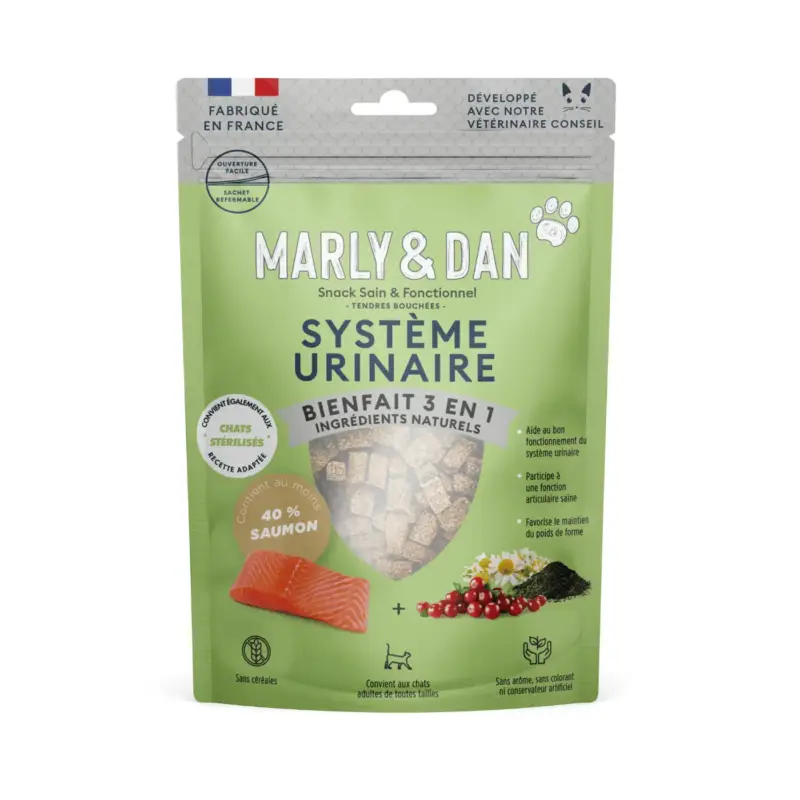 Friandises pour chat tendres bouchées système urinaire Marly & Dan – 40 g Prix Réduit