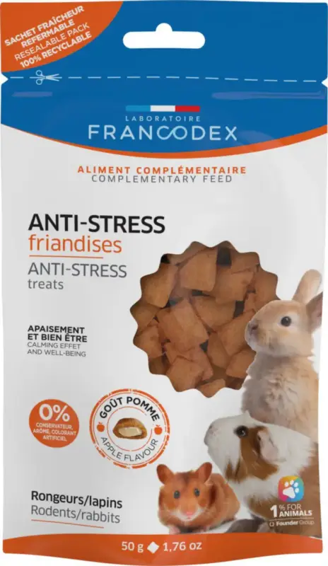 Friandises anti-stress pour NAC goût pomme Francodex – 50 g Dernière Chance