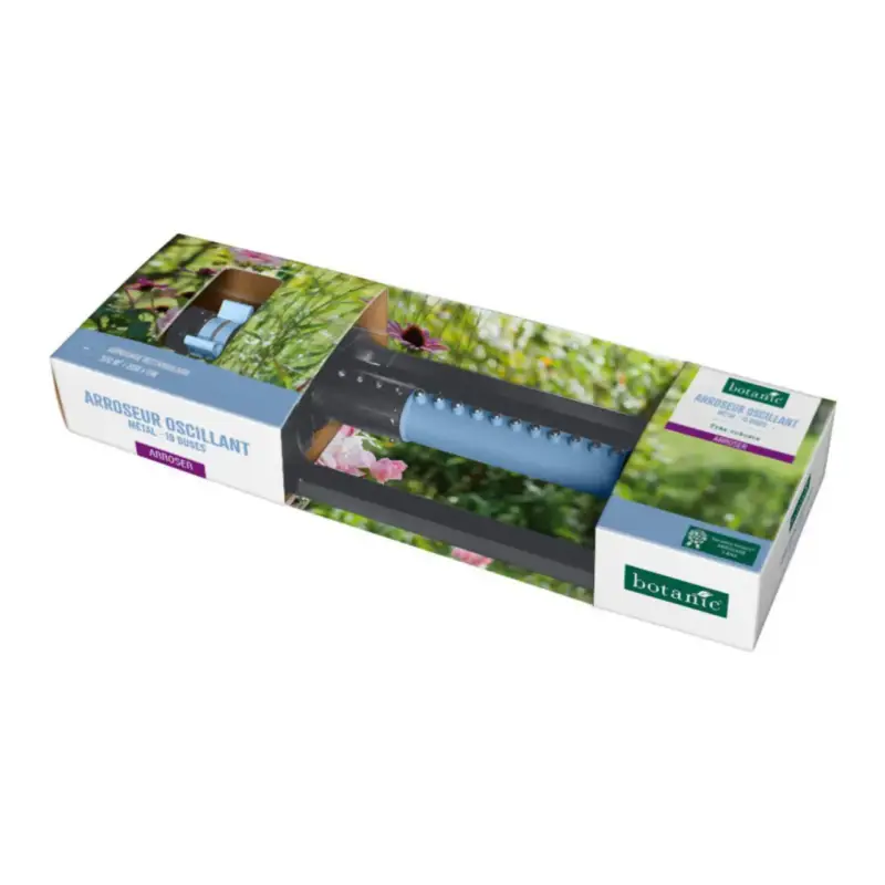 Arroseur oscillant botanic® en métal 19 buses – Arrosage jusqu&rsquo;à 300 m² Haute Qualité