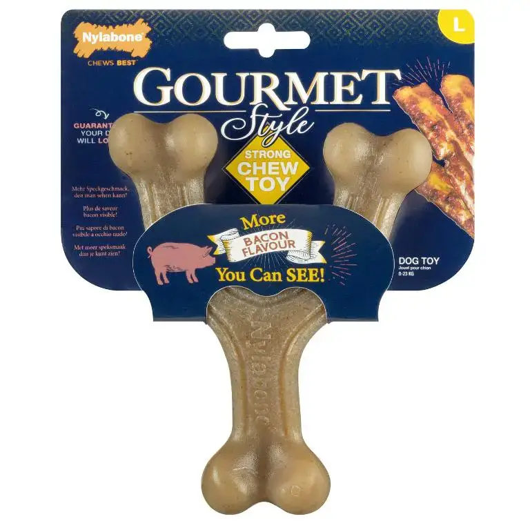 Haute Qualité Jouet pour chien au bacon Nylabone Gourmet wishbone – Taille L