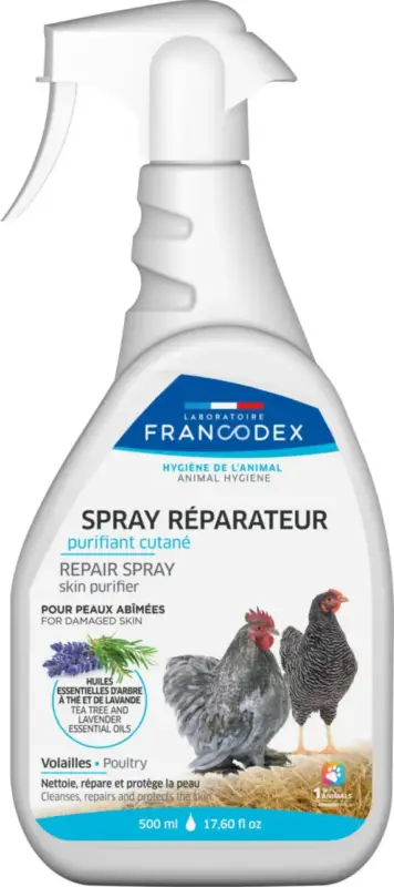 Top Vente Spray réparateur purifiant cutané pour volaille Francodex – 500 ml