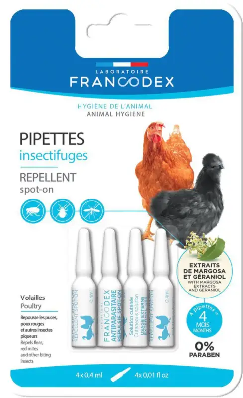 Prix Cassé Pipettes insectifuges pour volaille Francodex – 4 x 0,4 ml