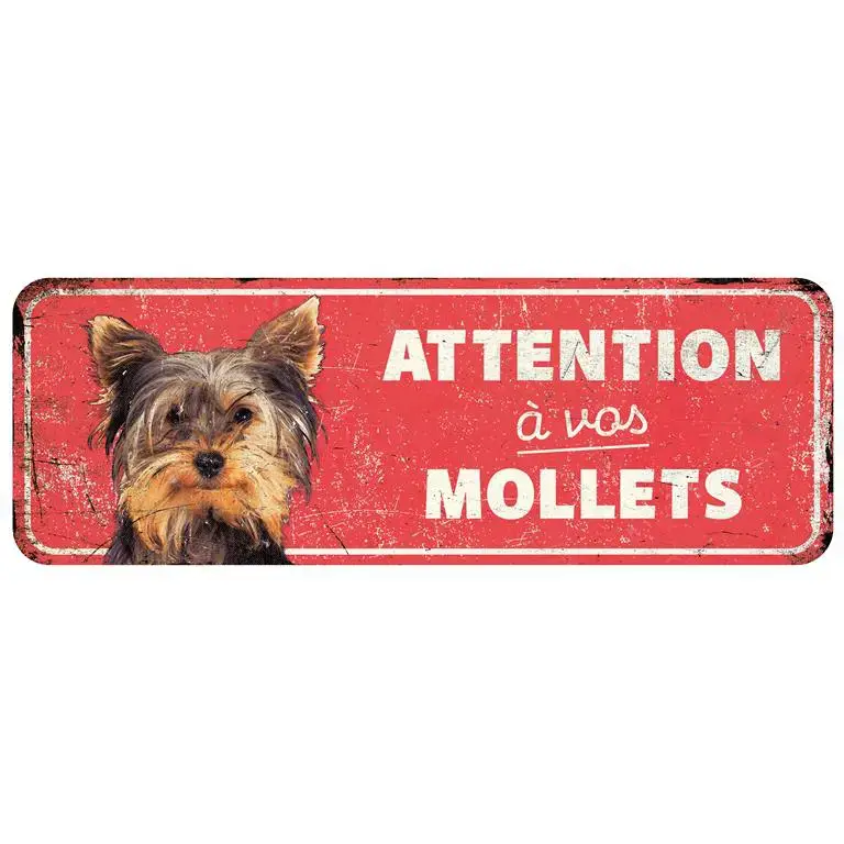 Acheter En Ligne Panneau d&rsquo;avertissement terrier coloris rouge en métal galvanisé D&D Home – 40 x 13 x 0,3 cm