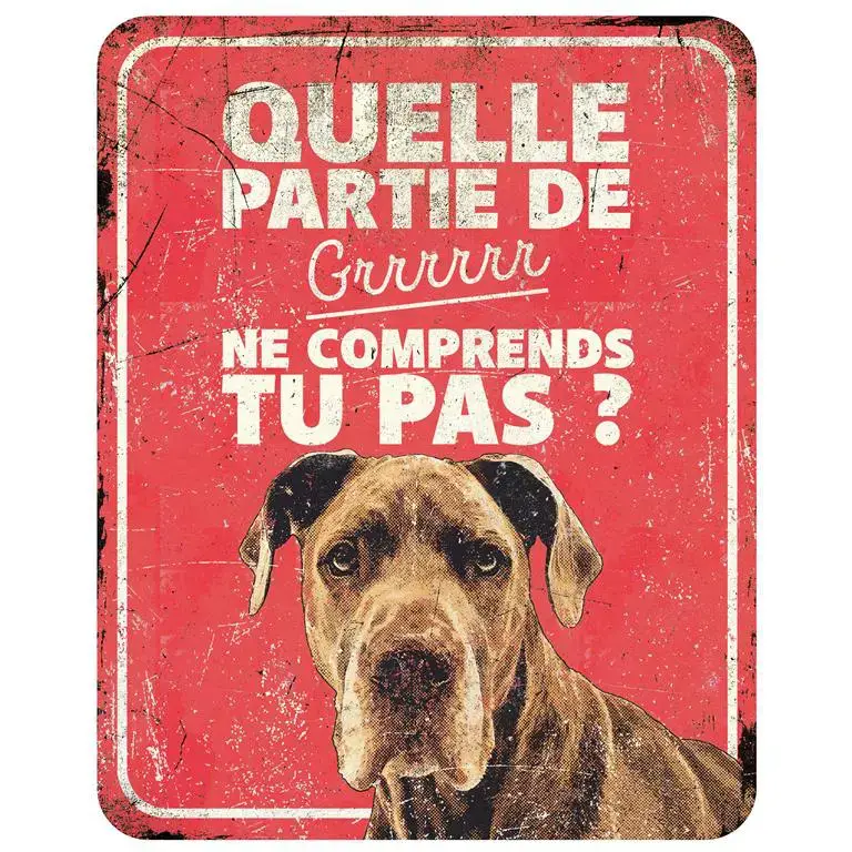 Vente Directe Panneau d&rsquo;avertissement danois coloris rouge en métal galvanisé D&D Home – 25 x 20 x 0,3 cm
