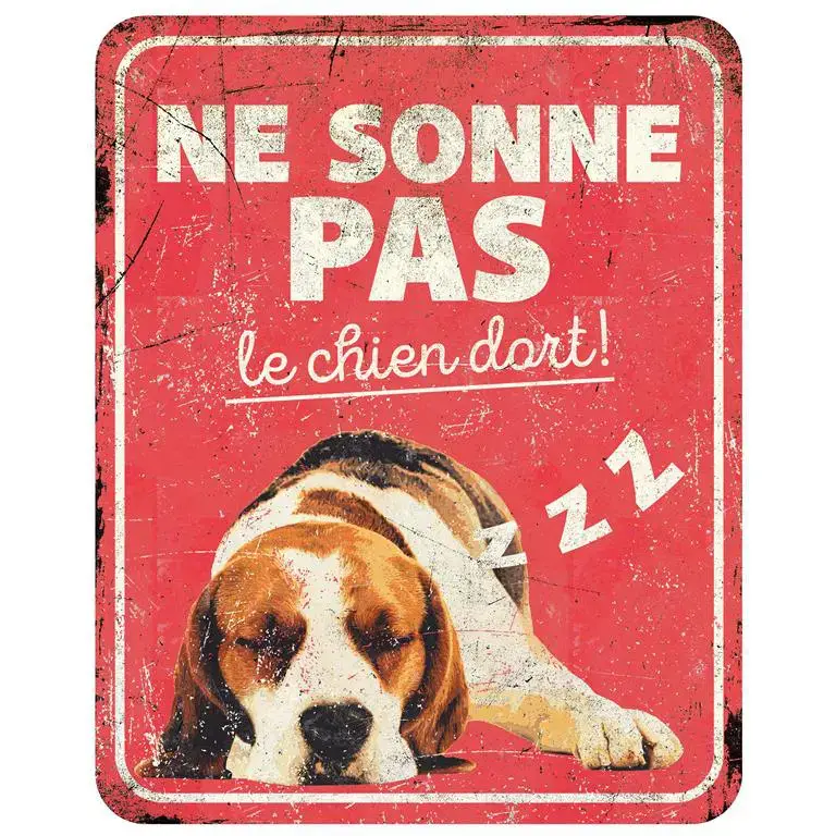 Satisfait Ou Remboursé Panneau d&rsquo;avertissement beagle coloris rouge en métal galvanisé D&D Home – 25 x 20 x 0,3 cm