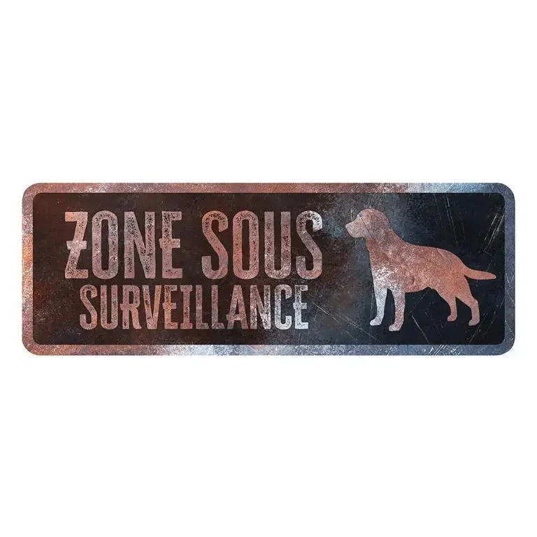 Panneau d&rsquo;avertissement labrador coloris noir en métal galvanisé D&D Home – 40 x 13 X 0,3 cm Quantité Limitée