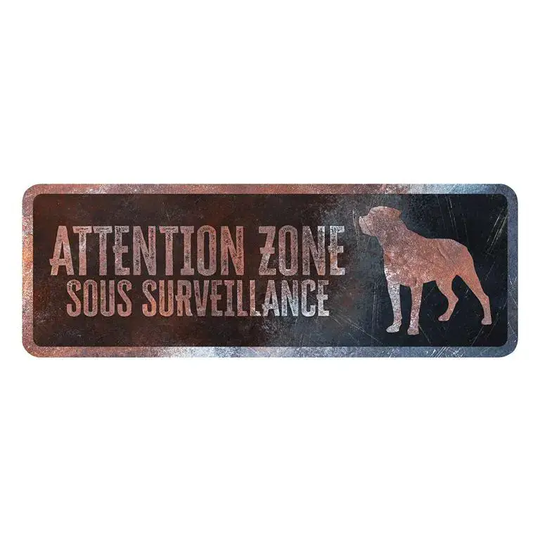 Certifié Panneau d&rsquo;avertissement rottweiler coloris noir en métal galvanisé D&D Home – 40 x 13 X 0,3 cm