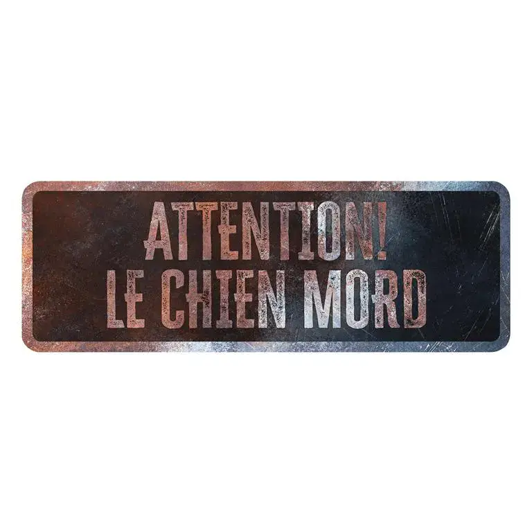 Authentique Panneau d&rsquo;avertissement général coloris noir en métal galvanisé D&D Home – 40 x 13 X 0,3 cm