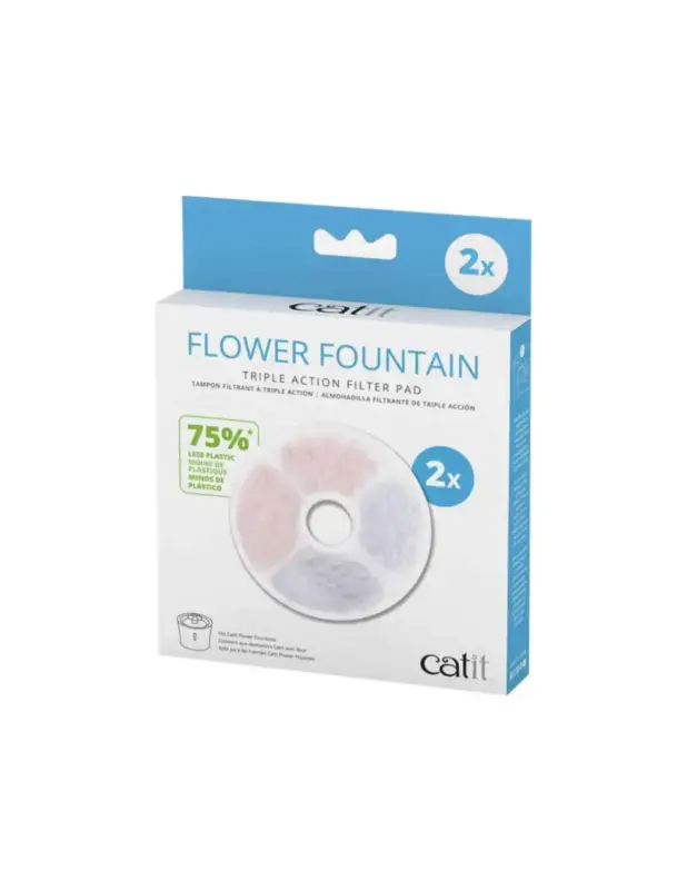 Prix Bas Filtres triple action fontaine à eau fleur pour chat Catit – x 2