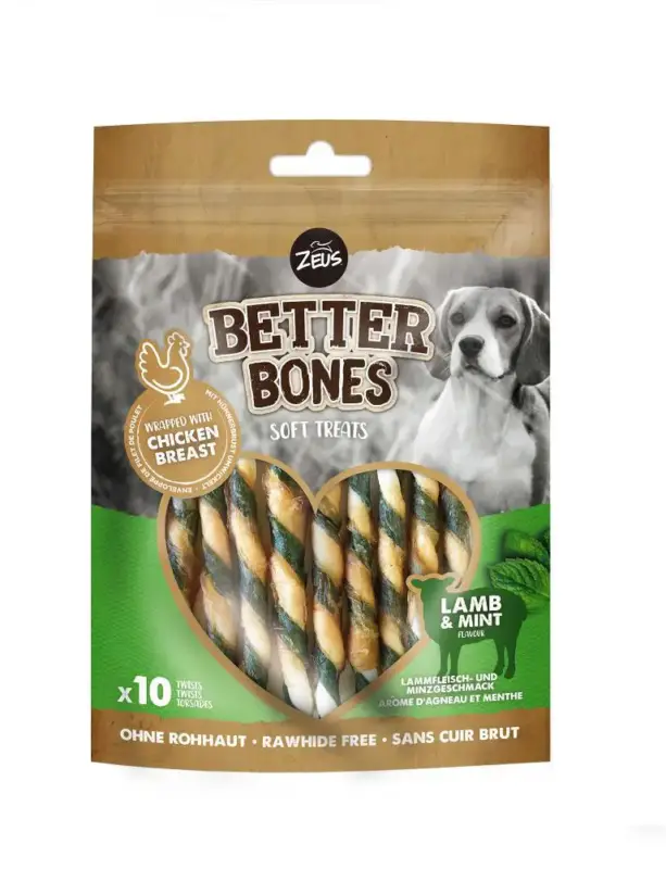Os à mâcher pour chien agneau et menthe Zeus Better Bones WrapTwist – x 10 Seulement Aujourd&rsquo;hui