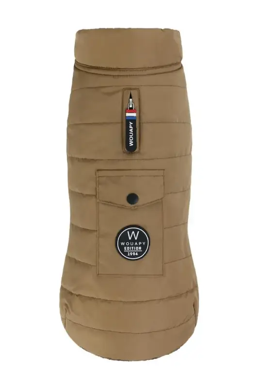 Doudoune pour chien en tissu recyclé coloris camel Wouapy – Taille XXS Commander Vite
