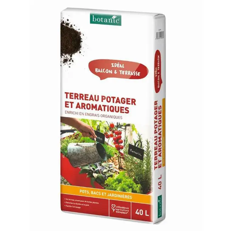 Terreau potager et plantes aromatiques botanic® – 40 L Populaire