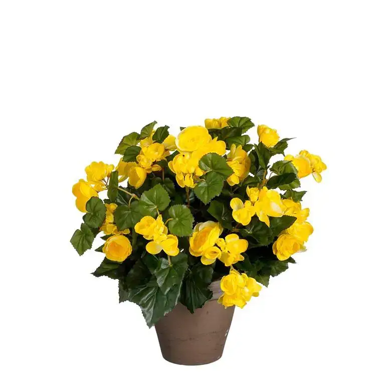 Bégonia jaune artificiel en pot gris Edelman – Ø 36 x H 37 cm Solde