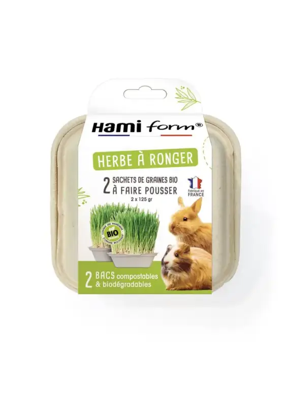 Prix Promo Herbe à ronger pour lapin et cochon d&rsquo;Inde Graines Bio Hamiform – 2 x 125 g