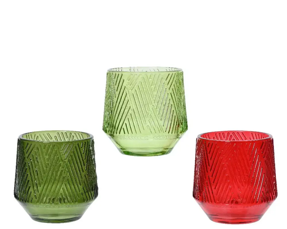 Photophore texturé coloris multicolore en verre – 8 cm Quantité Limitée