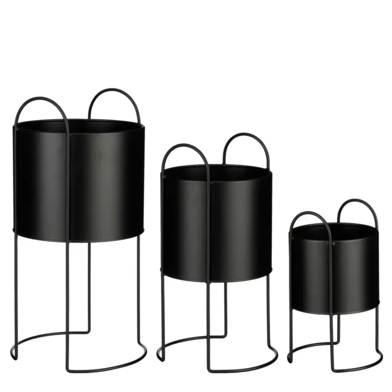 Seulement Aujourd&rsquo;hui Pot Petry coloris noir en métal – 18 x 17,5 x 16 cm