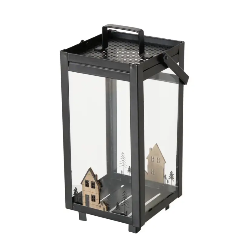 Nouveauté Lanterne Homewood coloris noir en bois – 15 x 15 x 31 cm