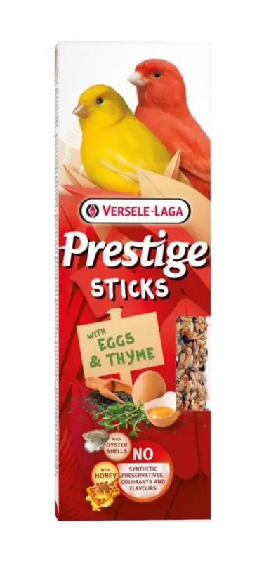 Friandises pour canaris Versele Laga Prestige Sticks Œufs & Thym – 2 x 30 g Authentique