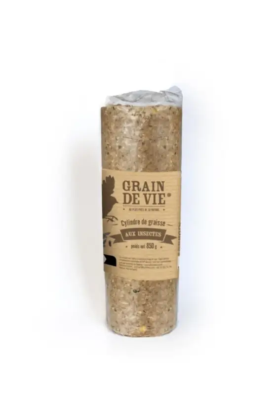 Vente Directe Cylindre de graisse pour oiseaux du ciel aux insectes Grain de Vie – 850 g