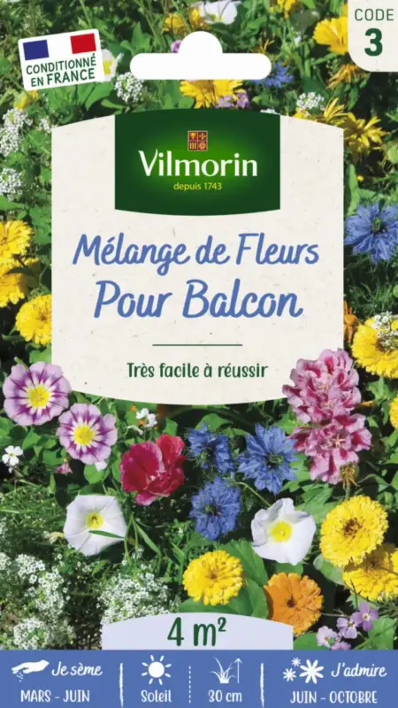 Mélange de fleurs pour balcon Vilmorin – graines à semer pour 4 m² de surface Prix Bas