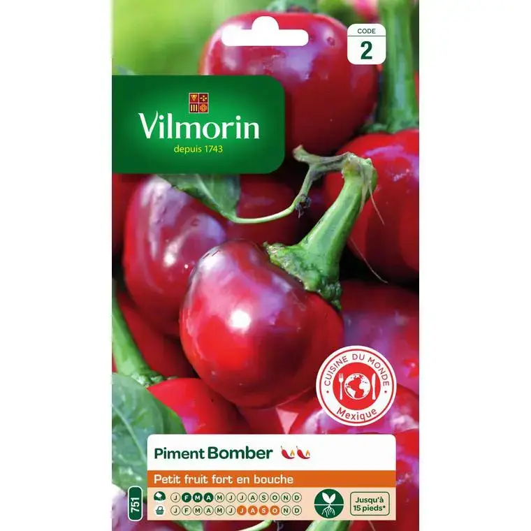 Piment Bomber HF1 Vilmorin – graines à semer Achat Immédiat